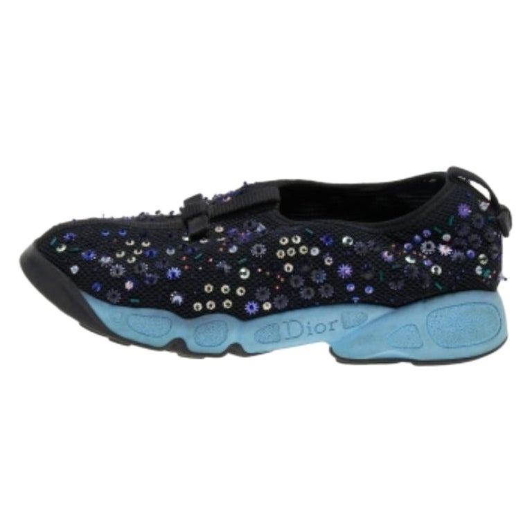 Dior Black Mesh Fusion Embellished Slip On Sneakers Size 36.5