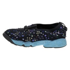 Dior Black Mesh Fusion Embellished Slip On Sneakers Size 36.5