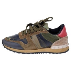 Valentino Multicolor Camouflage Suede And Leather Rockrunner Sneakers Size 36