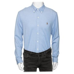 Ralph Lauren - Camicia Oxford in maglia di cotone blu XL