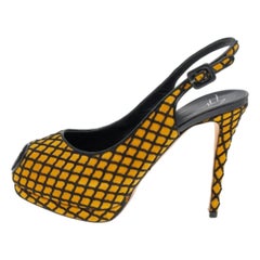Giuseppe Zanotti Sandali Peep Toe Slingback in pelle scamosciata e tessuto misura 38,5