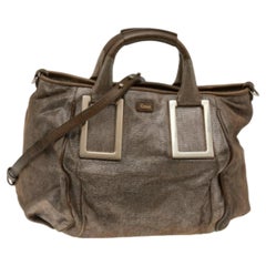 Chloe Beige Shimmering Suede Medium Ethel Satchel