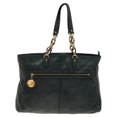 Fendi Black Iridescent Leather Chain Tote
