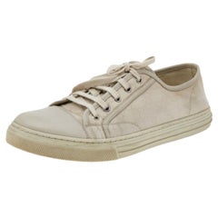 Gucci, scarpe da ginnastica basse in pelle e tela GG, bianco sporco, taglia 43