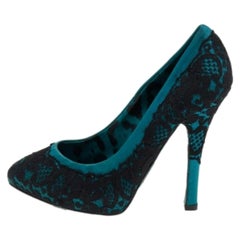 Dolce & Gabbana Green/Black Lace and Satin Pumps Size 35