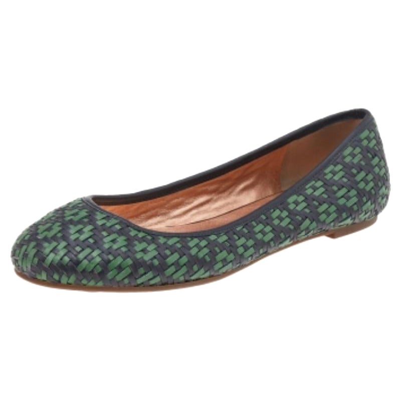 Marc Jacobs Green/Black Braided Leather Ballet Flats Size 38