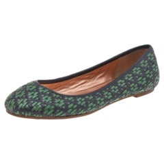 Marc Jacobs Bailarinas de cuero trenzado verde/negro talla 38