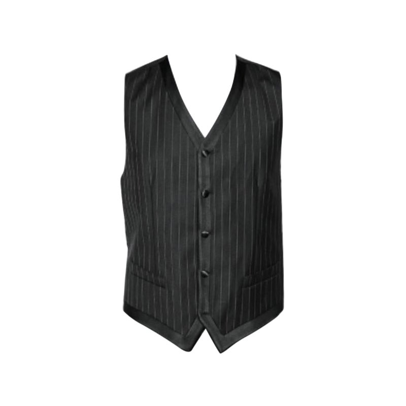Dolce & Gabbana Black Striped Wool Satin Trim Vest M