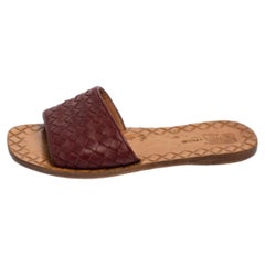 Bottega Veneta - Pelle Intrecciata Borgogna - Scivoli Piatti Taglia 34.5