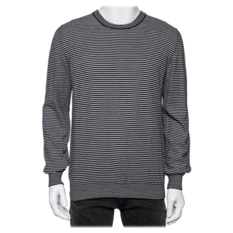 Maison Martin Margiela Maglia a righe nere in lana scamosciata con dettagli patch L.L.A. in vendita
