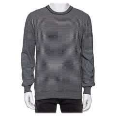 Maison Martin Margiela Black Striped Wool Suede Patch Detailed Jumper L