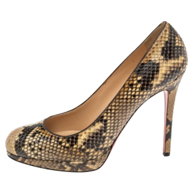 Christian Louboutin Crema/Piel de pitón Nueva Plataforma Simple Bombas Tamaño 39.5 en venta