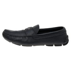 Prada Black Leather Slip On Loafers Size 42.5