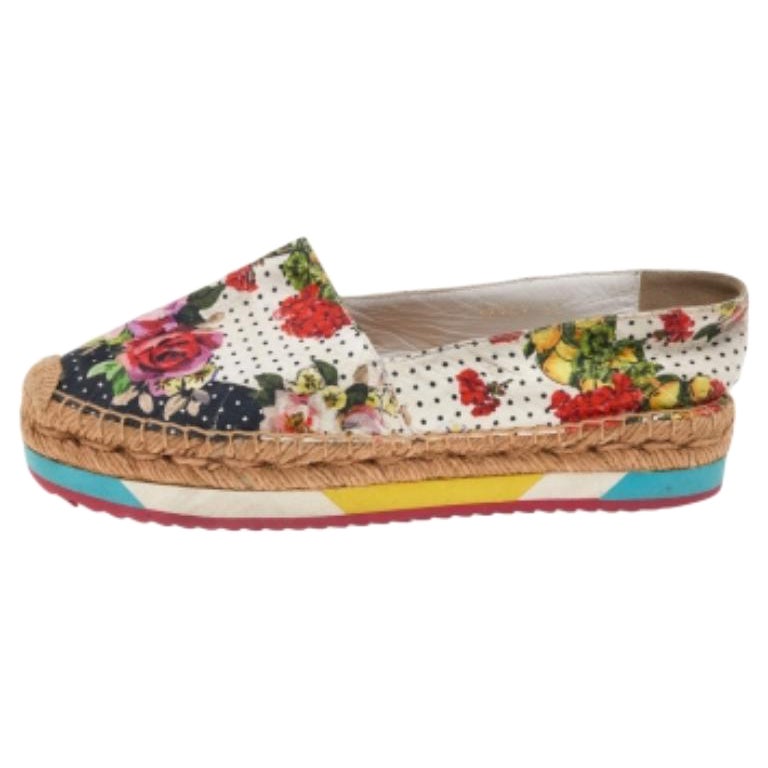 Dolce & Gabbana Multicolor Floral Print Canvas Espadrille Flats Size 36