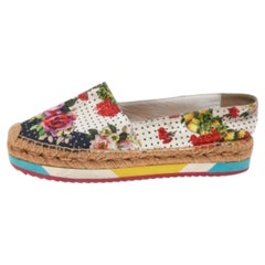 Dolce & Gabbana Multicolor Floral Print Canvas Espadrille Flats Size 36