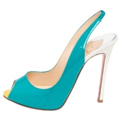 Christian Louboutin Multicolor Patent Leather Flo Slingback Sandals Size 37.5