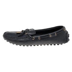 Louis Vuitton Black Monogram Empreinte Leather Gloria Loafers Size 38