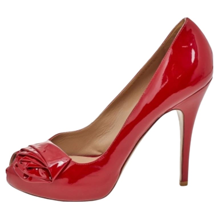 Valentino escarpins à bout ouvert en cuir verni rouge, taille 40