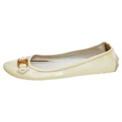 Louis Vuitton Ballerine Oxford in pelle verniciata color crema misura 39,5