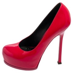 Saint Laurent Magentafarbene Tribtoo Plateau-Pumps aus Lackleder Größe 38,5
