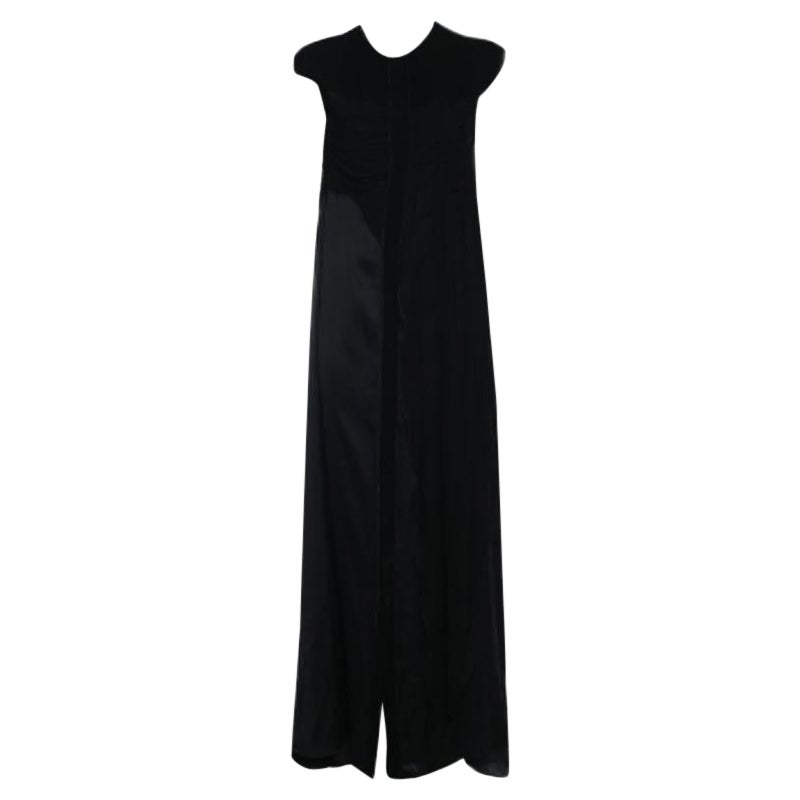 Bottega Veneta Maxivestido de seda negro con detalle drapeado y botones delante M