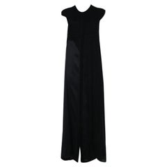 Used Bottega Veneta Black Silk Draped Detail Button Front Maxi Dress M