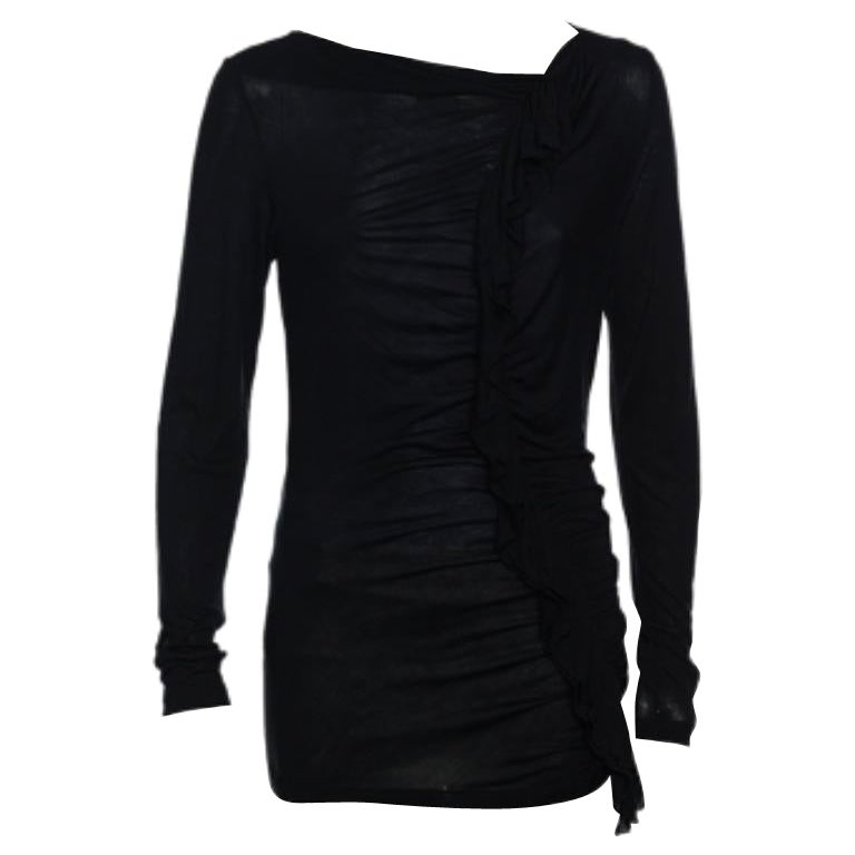 Moschino Cheap and Chic Top nero con volant a manica lunga M. I.
