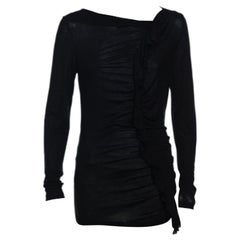 Moschino Cheap and Chic Black Ruffle Trimmed Long Sleeve Top M