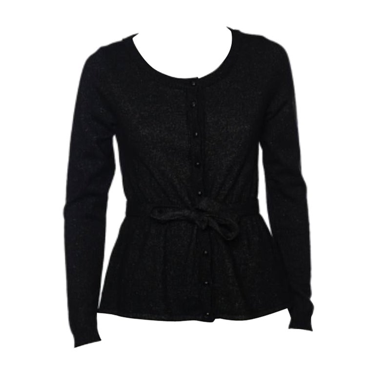 Moschino Cheap and Chic Black Lurex Knit Button Front Cardigan M