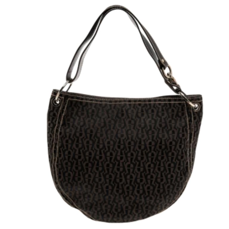 Aigner Brown Signature Nylon und Leder Kleine Hobo