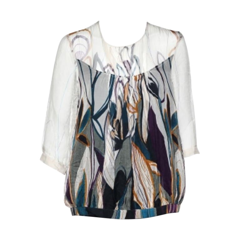 Max Mara Studio - Haut en soie imprimé multicolore L