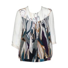 Max Mara Studio Multicolor Printed Silk Top L