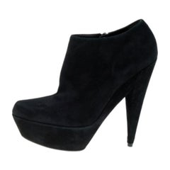 Yves Saint Laurent Schwarze Wildleder Plateau-Stiefeletten Größe 40