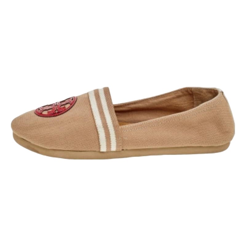 Tory Burch Espadrille Flats aus mehrfarbigem Segeltuch und Lackleder in Lackleder, Größe 37,5