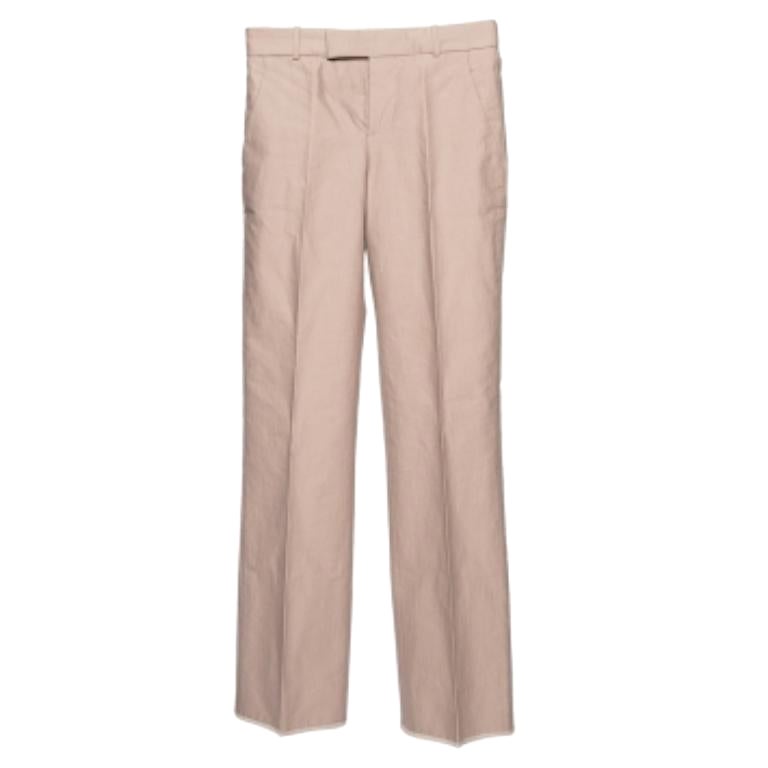 Pantalon large Marni en coton beige S en vente