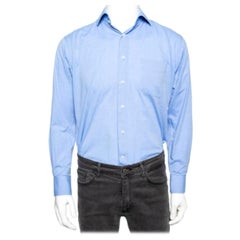 Balmain Blaues Hemd aus Baumwolle mit Knopfleiste vorne S