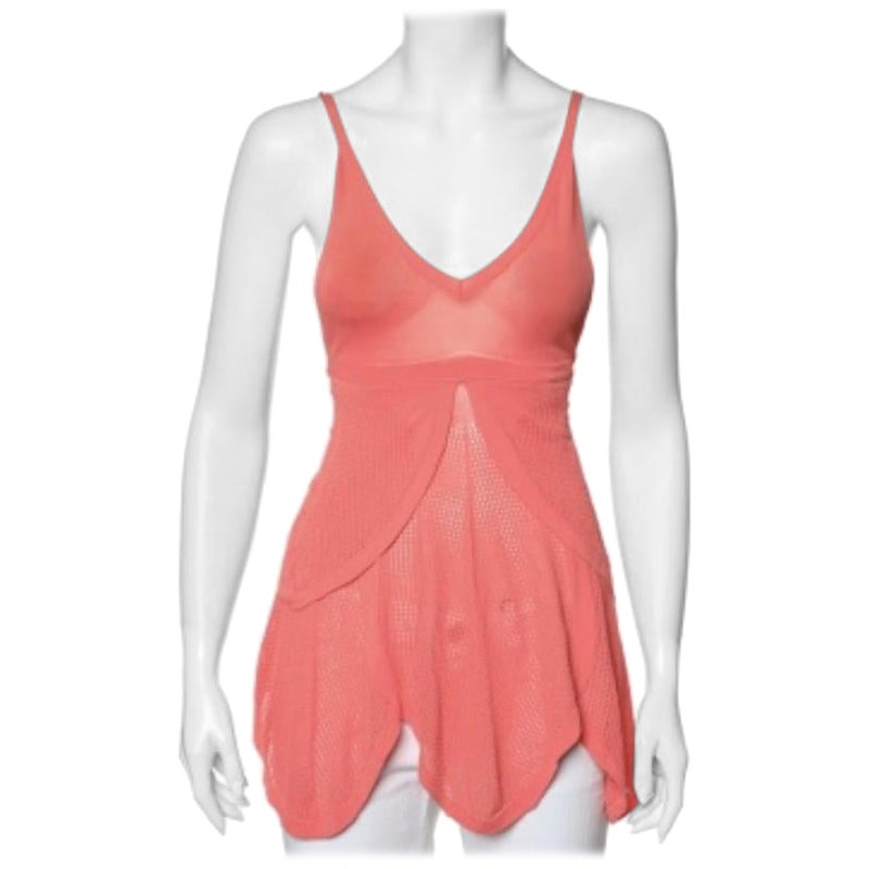 Sportmax Pink Perforated Knit Tie Back Overlay Top S