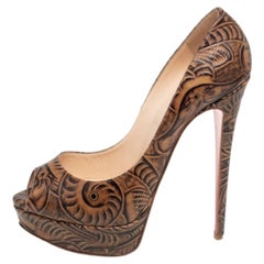 Christian Louboutin Printed Leather Altadama Platform Peep Toe Pumps Size 40