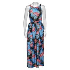 Love Moschino Blue Floral Printed Crepe Sleeveless Maxi Dress M