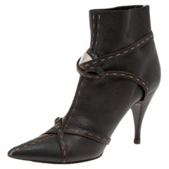 Fendi Brown Leather Ankle Length Boots Size 39.5