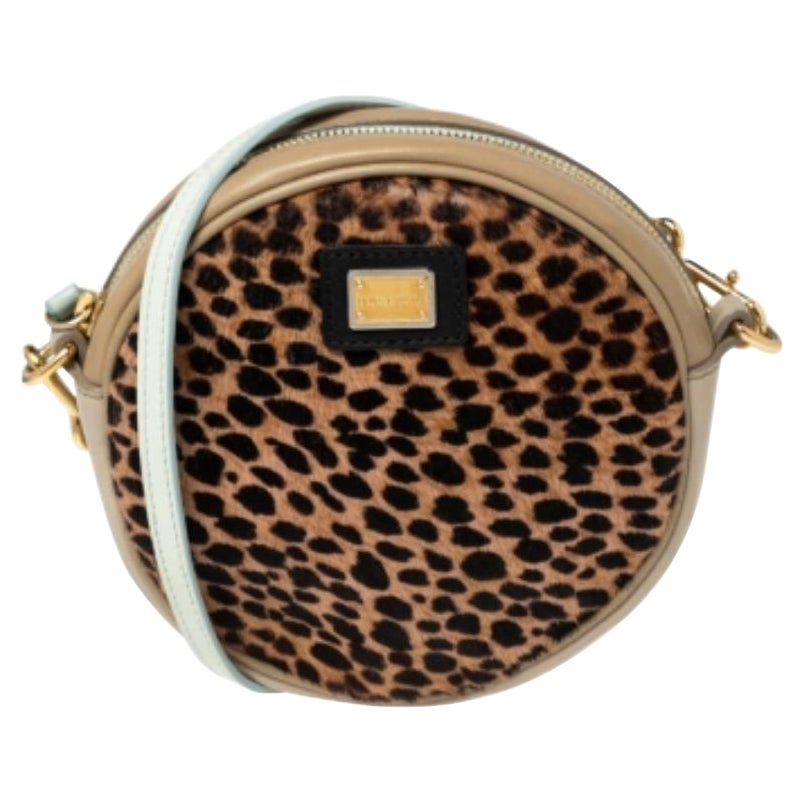Dolce & Gabbana Borsa a tracolla in pelle e pelo di vitello con stampa multicolore/leopardo