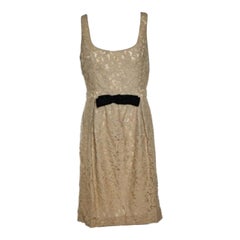 Moschino Cheap and Chic Vestido midi sin mangas con lazo de encaje color crema M