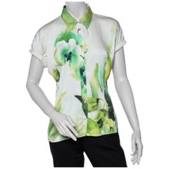 Roberto Cavalli - Chemise en satin de soie imprimée multicolore L