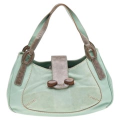 Tod's Green/Grey Suede and Lizard Hobo