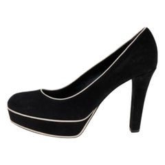 Gucci Black Suede Huston Platform Pumps Size 38.5