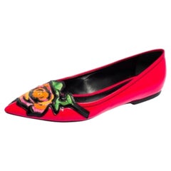 Louis Vuitton Pink Leather Stephen Sprouse Rose Pointed Toe Flat Pumps Size 37