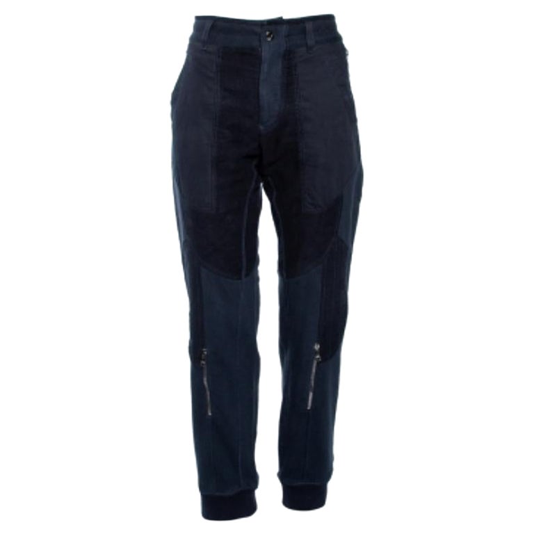 Dolce & Gabbana Navy Blue Cotton Biker Sweatpants M