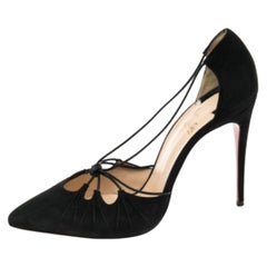 Christian Louboutin Black Suede Riri Pointed Toe Pumps Size 39.5