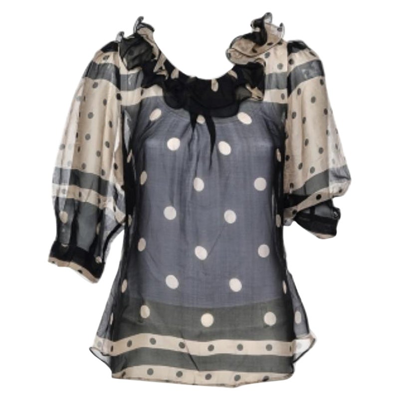 Moschino Cheap and Chic Camicetta in seta a pois neri e crema M. I.