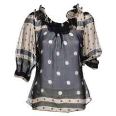 Moschino Cheap and Chic Camicetta in seta a pois neri e crema M. I.